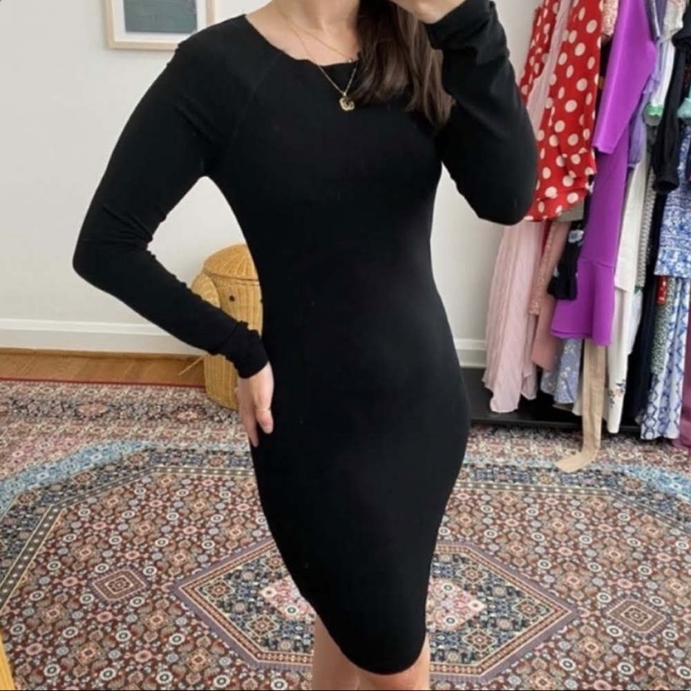 Alice + Olivia Black Mesh Back Dress